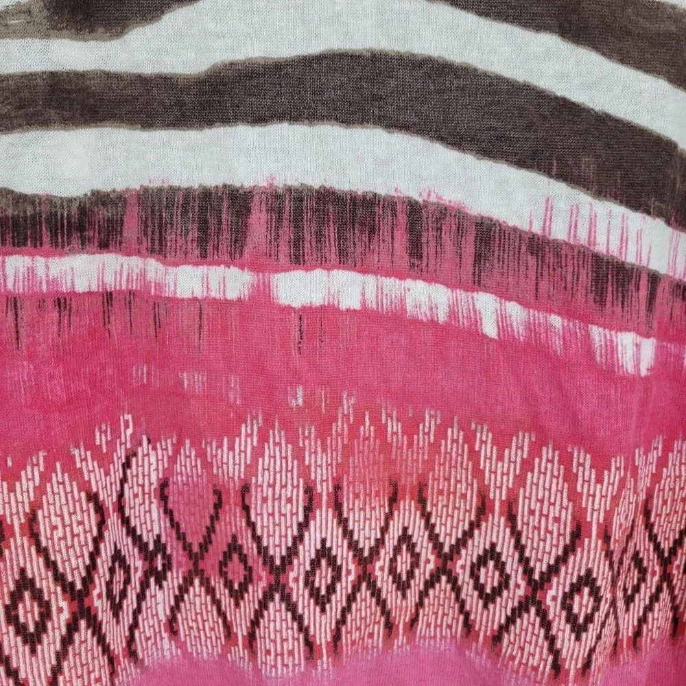Chico's Tribal Chic‎ Strom Cardigan Sz 0 Pink Linen Open Lightweight Statement